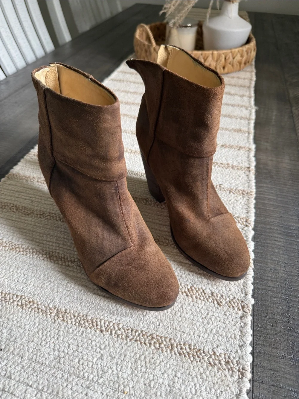 rag & bone Block Heel Brown Suede Ankle Boot 39 US 9